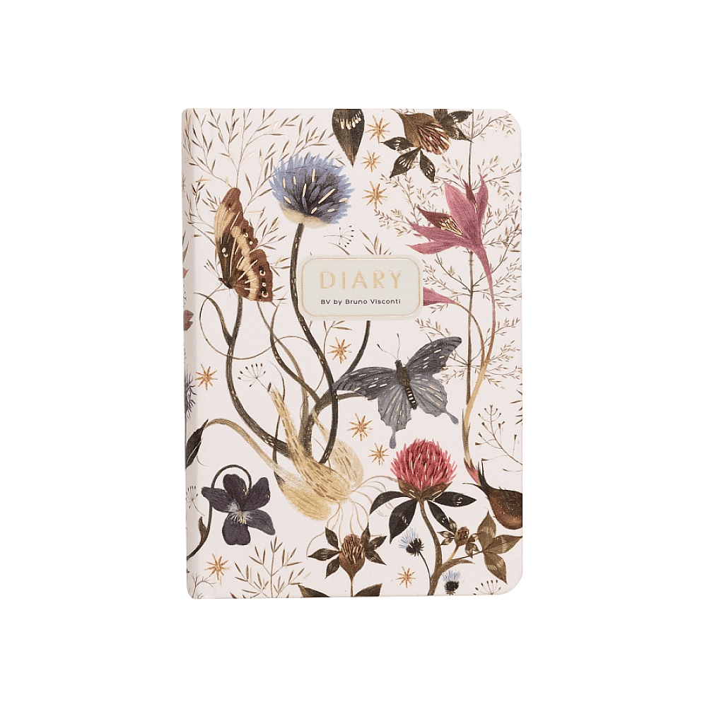 Ежедневник недатированный "Flora. Symmetrical Flora", А7, 416 страниц, белый, золотой