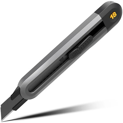 Нож строительный Deli HS EHT4018, 18 мм, Soft Touch, черный