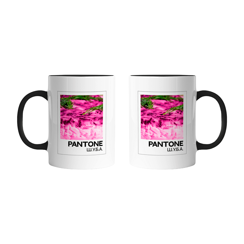 Кружка керамическая "Pantone. Cельдь под шубой", 320 мл, белый, черный
