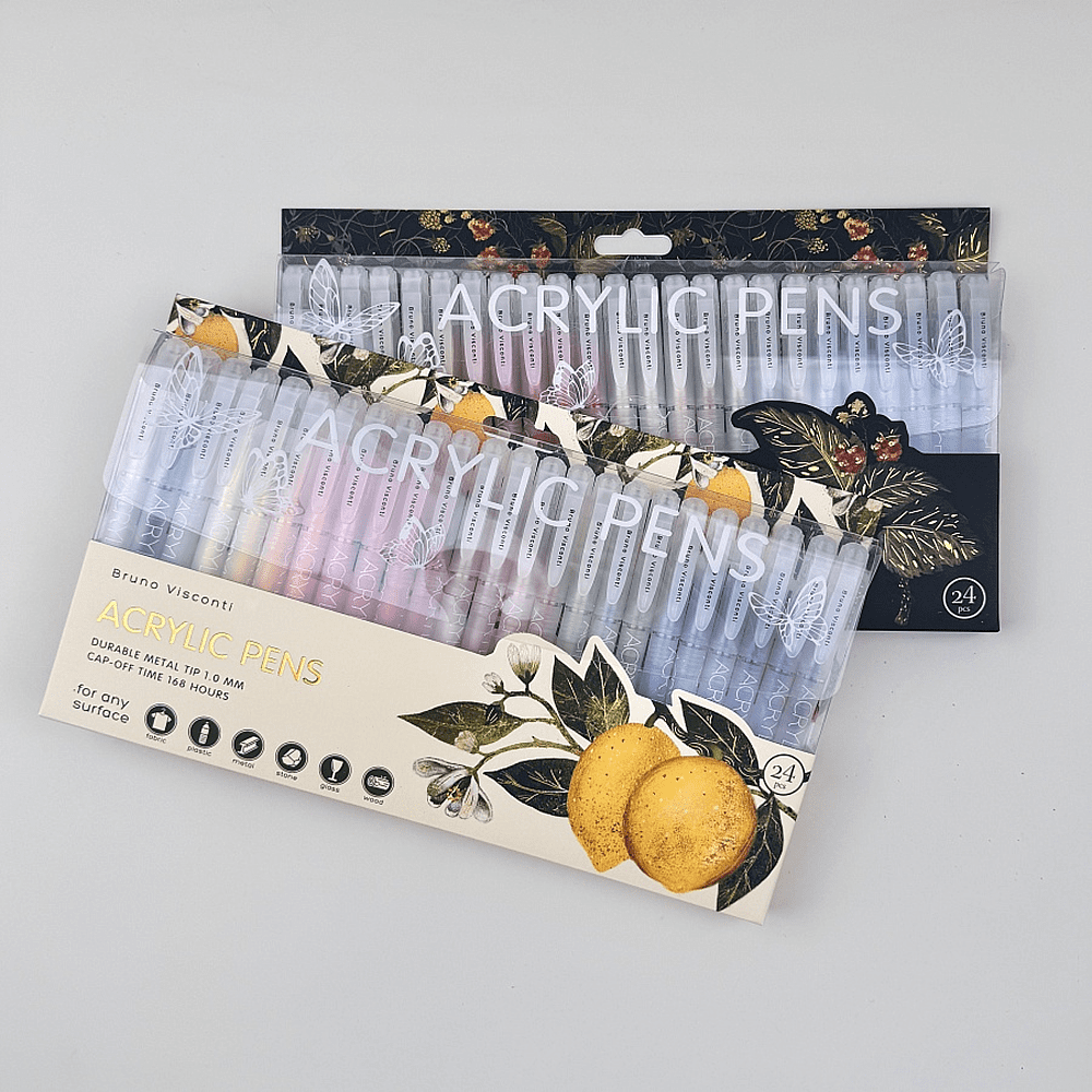 Набор ручек акриловых "Flora. Paradise. Lemons", шариковые, 1 мм., набор 24 шт. - 5