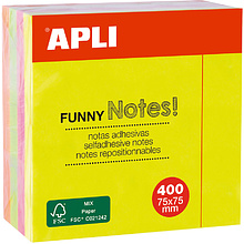 Бумага для заметок на клейкой основе "Funny notes", 75x75 мм, 400 листов, флуоресцентный ассорти