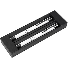 Набор "Claremont": ручка шариковая автоматическая и карандаш автоматический, белый, серебристый