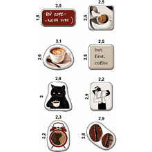 Набор наклеек объемных "Кофе #3", А6, 1 лист, 8 шт.