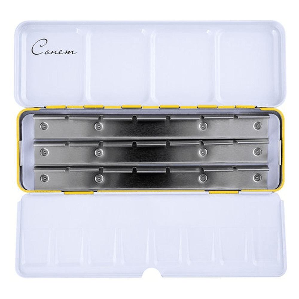 Пенал для акварели "Сонет" на 21 кювету, металл, желтый - 3