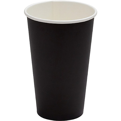 Стакан картонный 400 мл, 1 слой, 50 шт/упак, черный