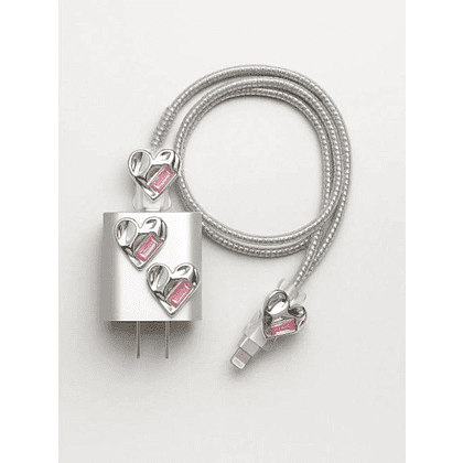 Набор защитный для зарядного устройства "Жидкое сердце", 5 предметов, серебро - 2