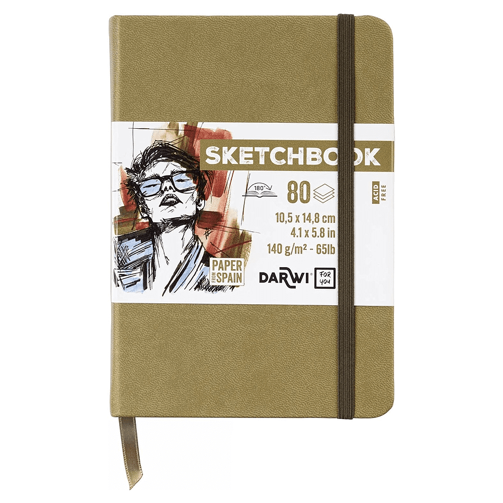 Скетчбук "Darwi", 10.2х14.2 см, 140 г/м2, 80 листов, хакки