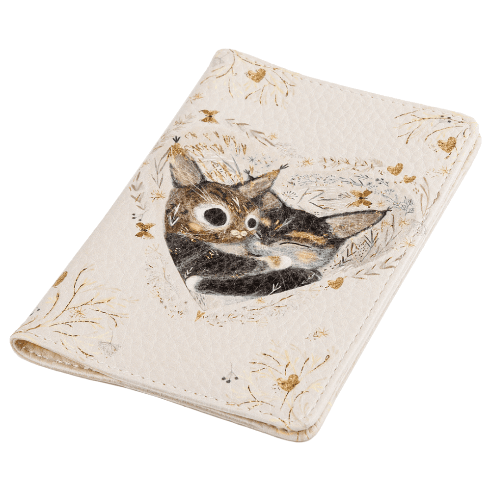 Обложка для паспорта "Love me. Котики приносят счастье", кожзам., бежевый - 3