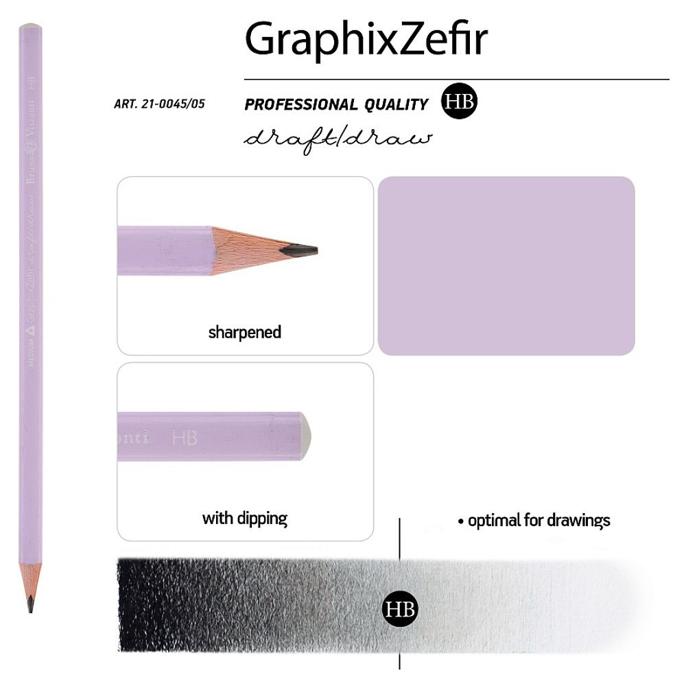 Карандаш простой "Graphix Zefir. Нежно-сиреневый", HB, 5 шт. - 3