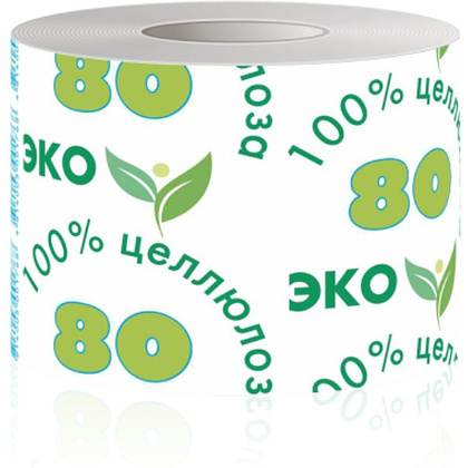 Бумага туалетная со втулкой, 80 м, целлюлоза