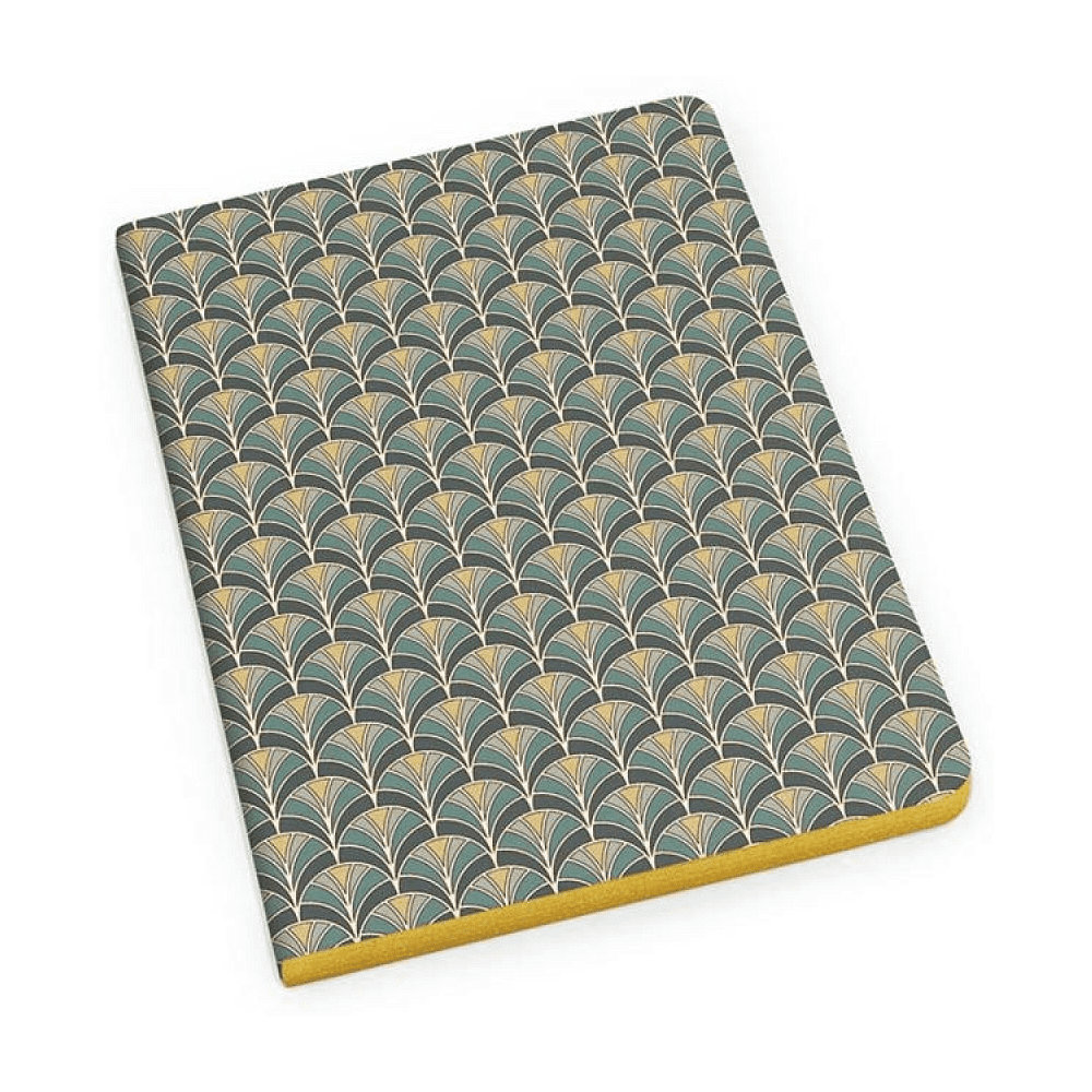 Блокнот "Fish Scale", А5, 192 листа, линейка, зеленый, срез золотой