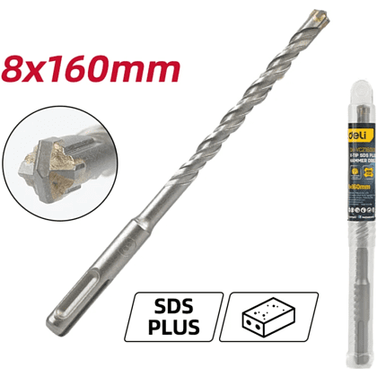 Бур по бетону Deli YS EDH-YCZ16008-E1, 8 x 160 мм, X-Tip, SDS-PLUS - 2 Бур по бетону Deli YS EDH-YCZ16008-E1, 8 x 160 мм, X-Tip, SDS-PLUS - 2
