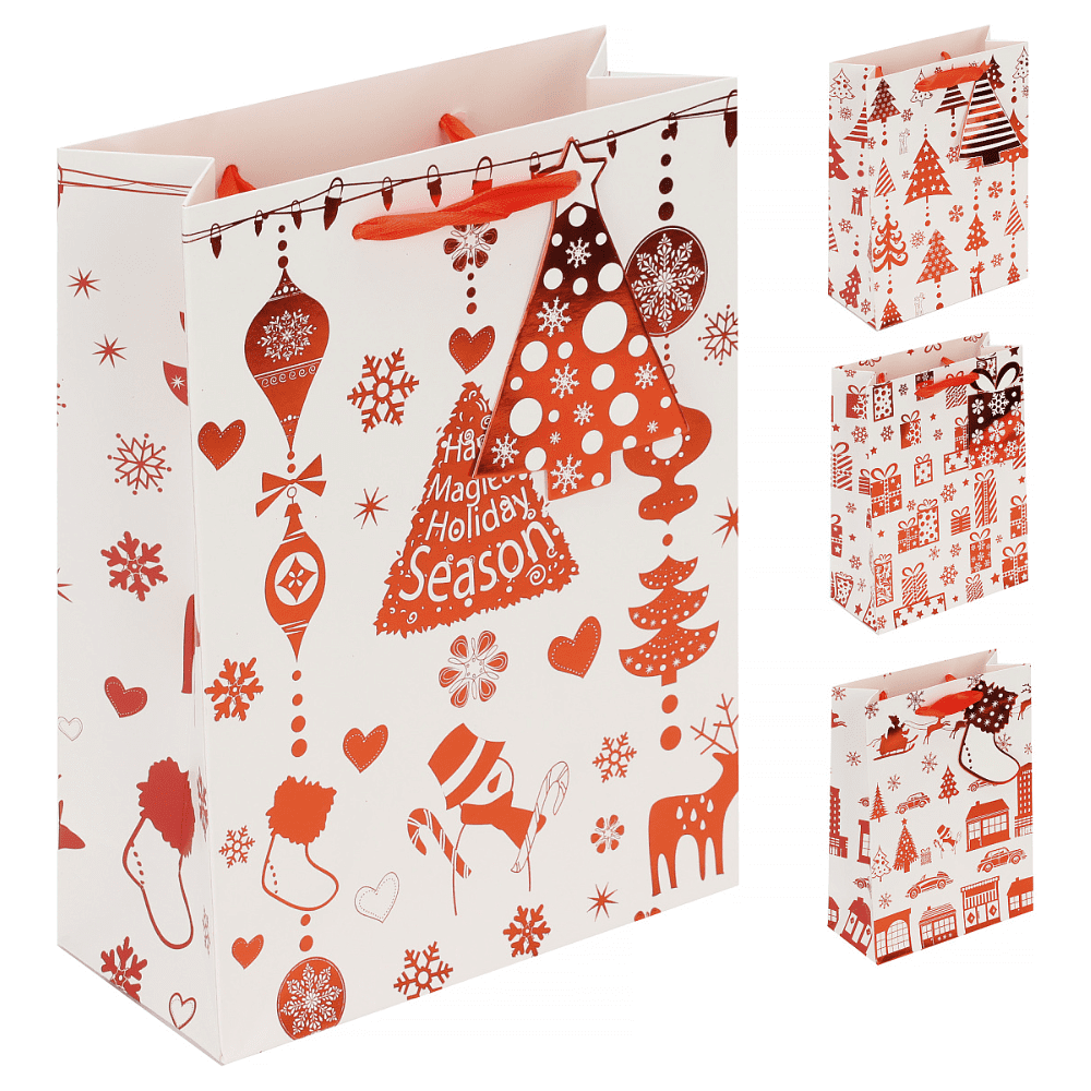 Пакет бумажный подарочный 17*23*8 см "Christmas Pattern" ассорти