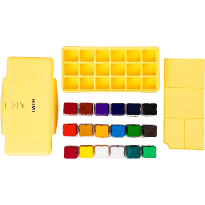 Гуашь "Himi Miya Jelly Cup", 18 цветов, 30 мл, ассорти, желтый футляр - 7