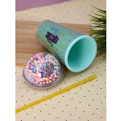 Кружка термическая "Тамблер. Kitty sun", 450 мл., пластик, с подсветкой, зеленый - 7