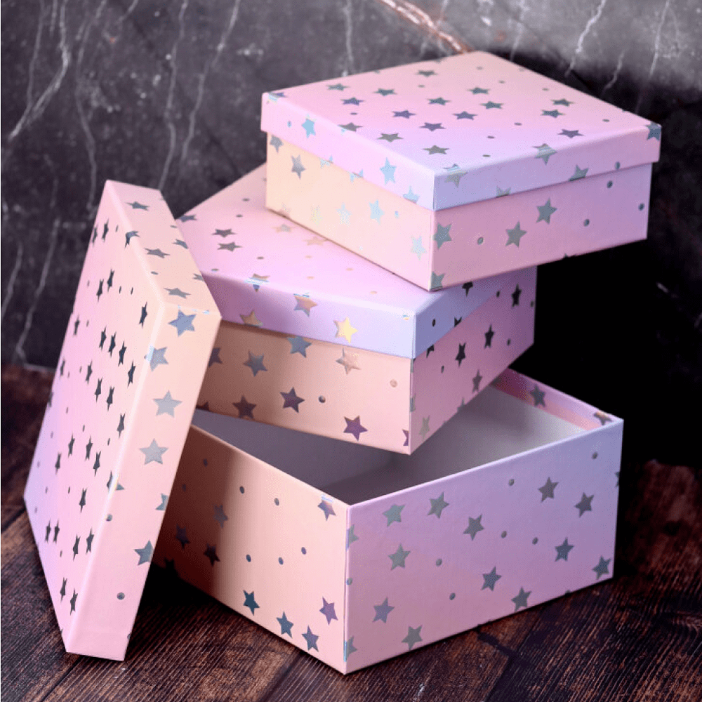 Коробка подарочная "Starry sky pink", 15х15х6.5 см, картон - 3