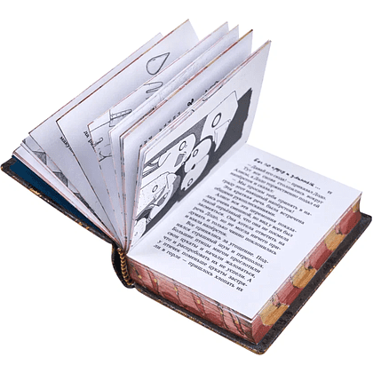 Комплект из 2-х книг-мини "Приключения Алисы", натуральная кожа, в коллекционном футляре, 65х95 мм, ассорти - 14