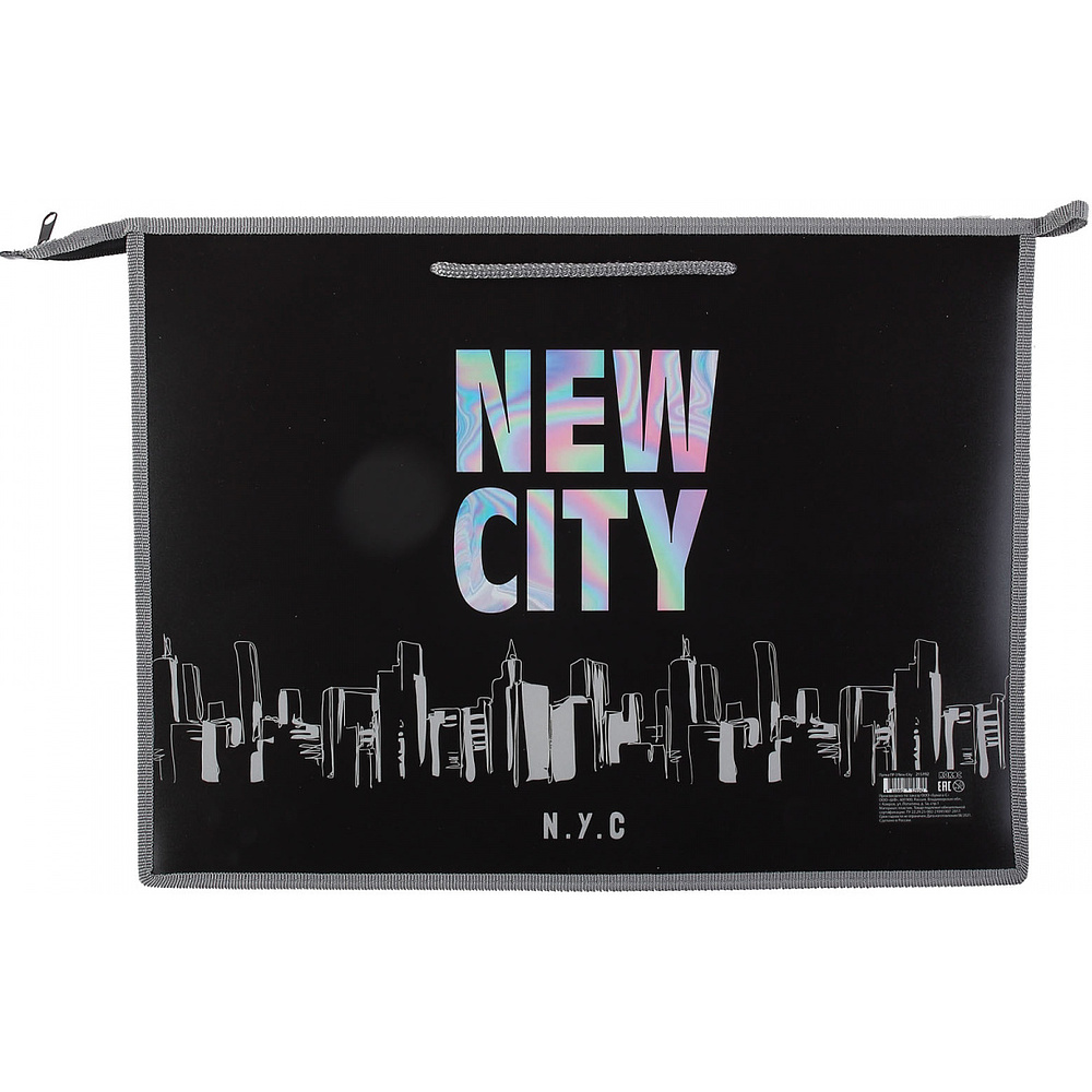 Папка для чертежей и рисунков "New City", А3, молния, черный
