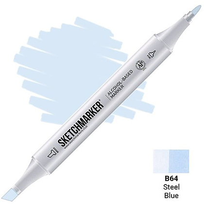 Маркер перманентный двусторонний "Sketchmarker", B64 синяя сталь