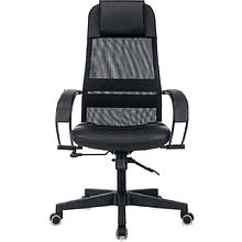 Компьютерное кресло "Бюрократ CH-NOVA LUX", сетка, экокожа, пластик, черный