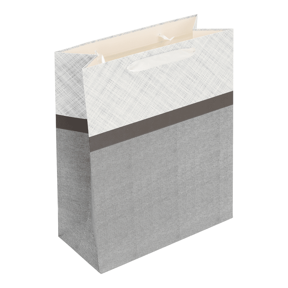 Пакет бумажный подарочный "Two color", 26х32х12 см, белый, серый