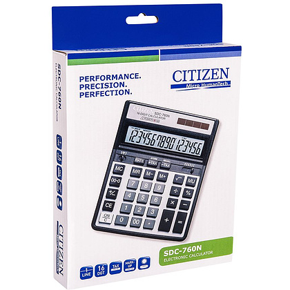 Калькулятор настольный Citizen "SDC-760N", 16-разрядный, черный - 2