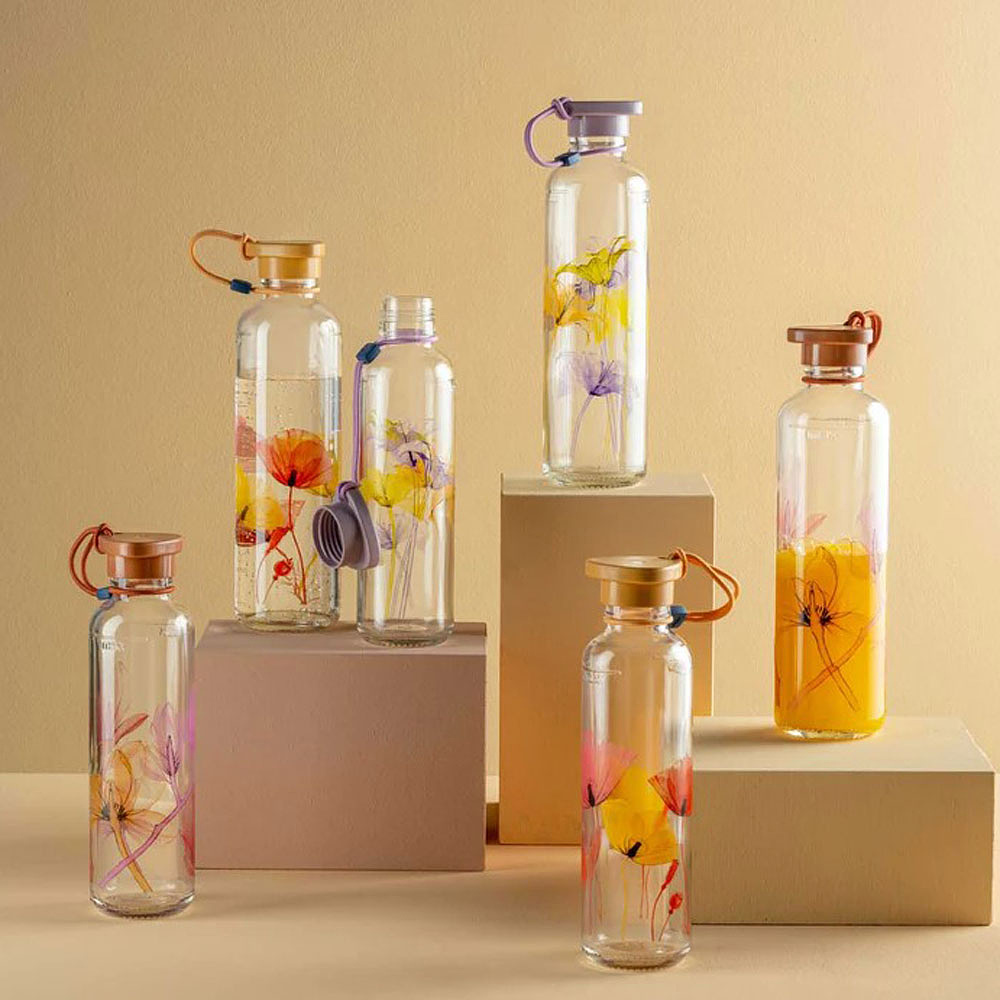 Бутылка для воды "Lilac Flower", стекло, 750 мл, прозрачный, сиреневый - 3