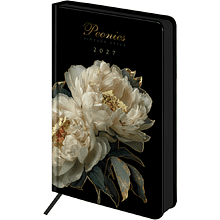 Ежедневник датированный "Vista. Midnight Peonies" на 2027 год, А5, 352 страницы, черный