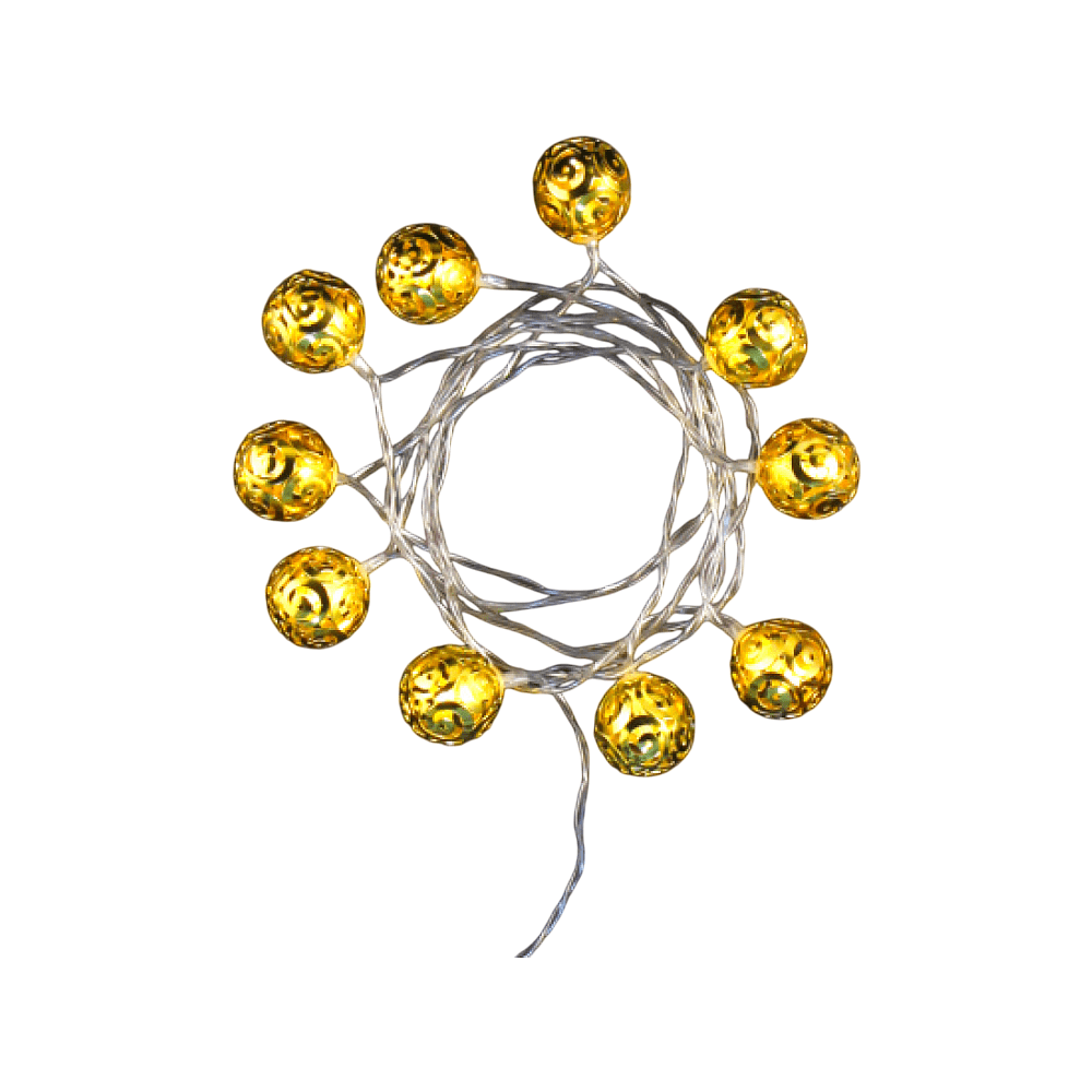 Гирлянда электрическая LED "Нить" с насадками "Ажурный шар", 2 м, тепло-белый