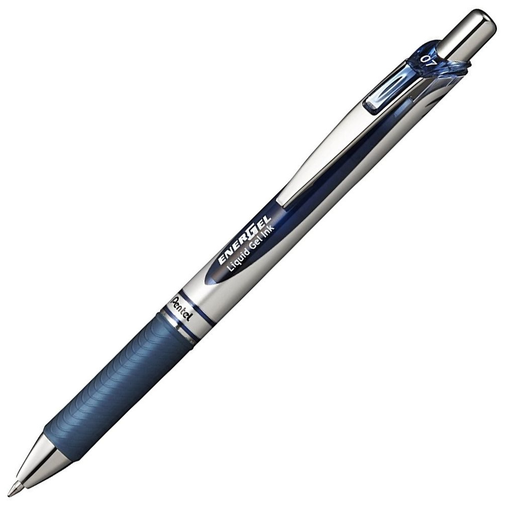 Ручка-роллер "Energel BL77", 0.7 мм, серебристый, темно-синий, стерж. темно-синий