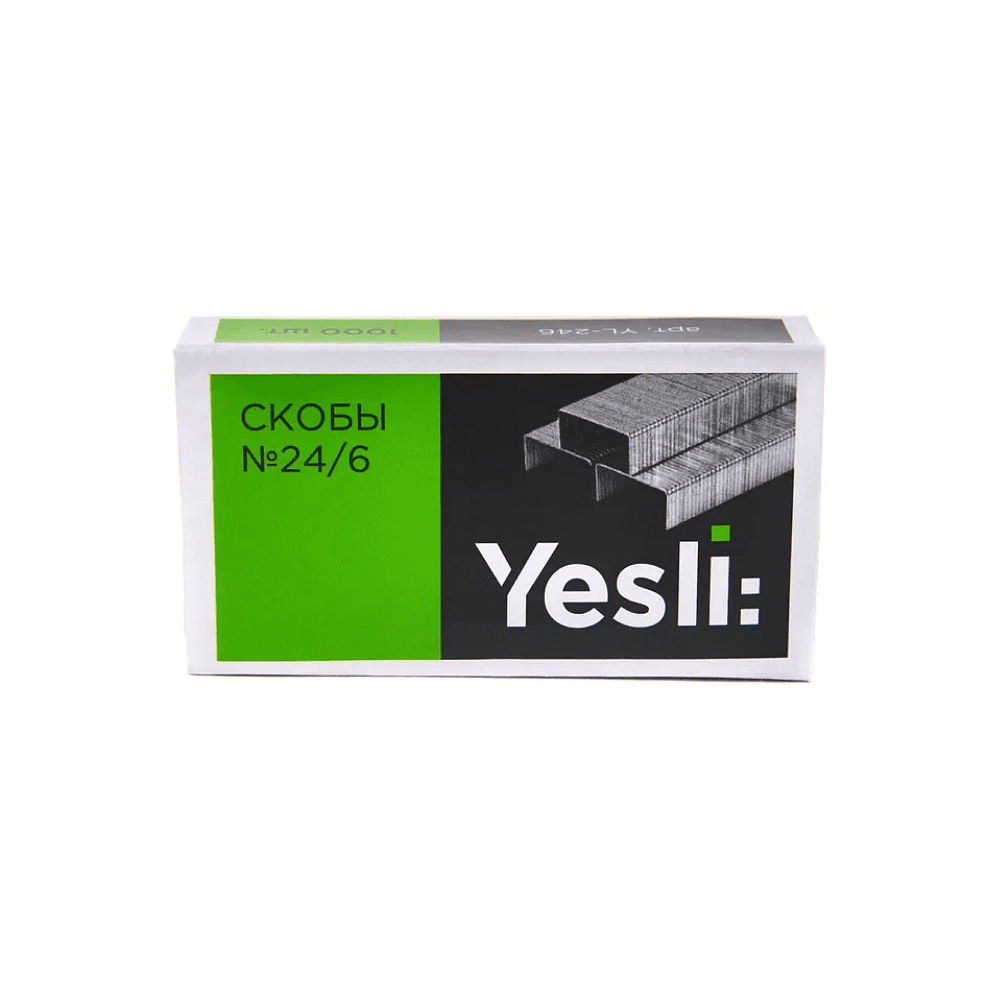 Скоба "Yesli:", 24/6, 1000 шт, металлик, -30% - 3