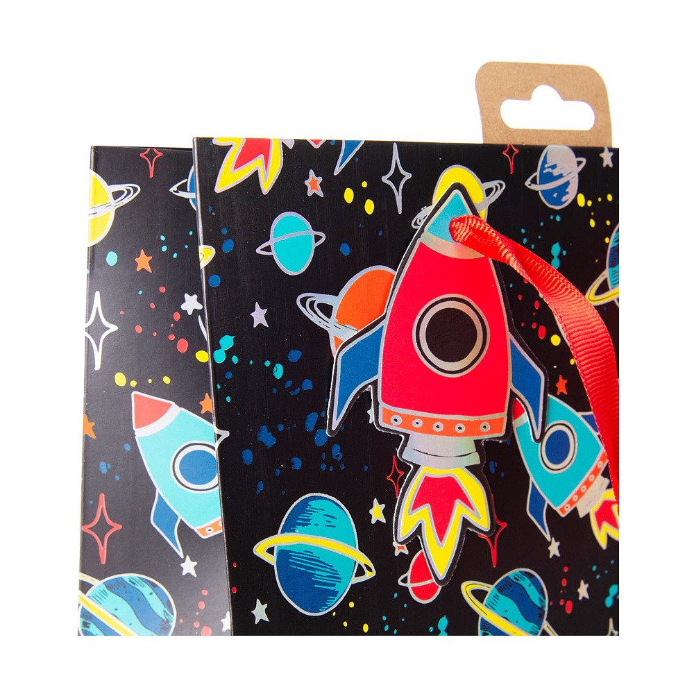 Пакет бумажный подарочный "Spaceman", 26.5x14x33 см, разноцветный - 4