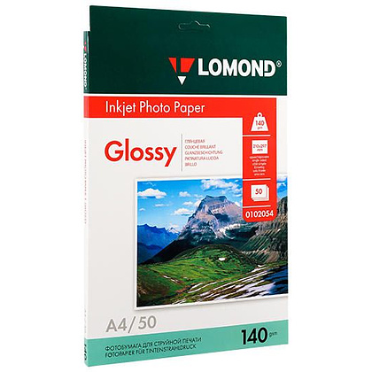 Фотобумага глянцевая для струйной фотопечати "Lomond", A4, 50 листов, 140 г/м2