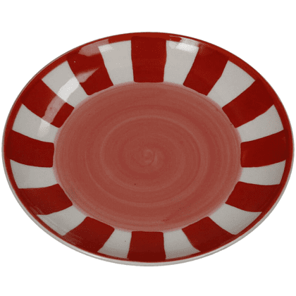 Тарелка керамическая "Stripes", красный, белый