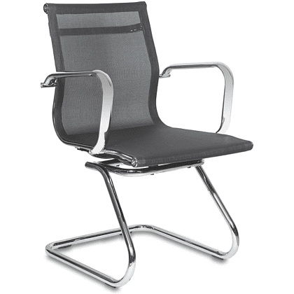 Кресло на полозьях "Бюрократ Ch-993-Low-V", сетка, черный, металл хром