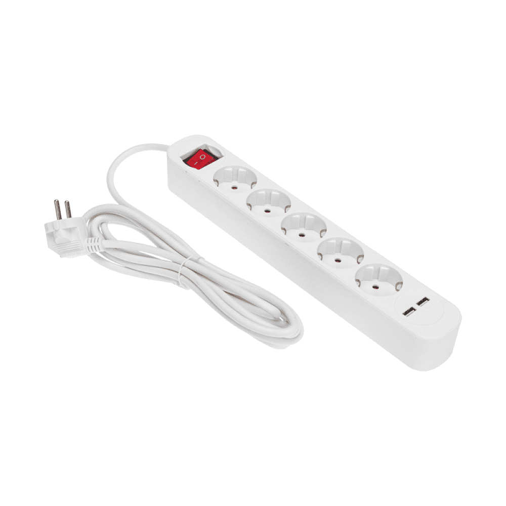 Удлинитель "Standard", 5 розеток, 2 USB, 16А, 3 м, белый - 2