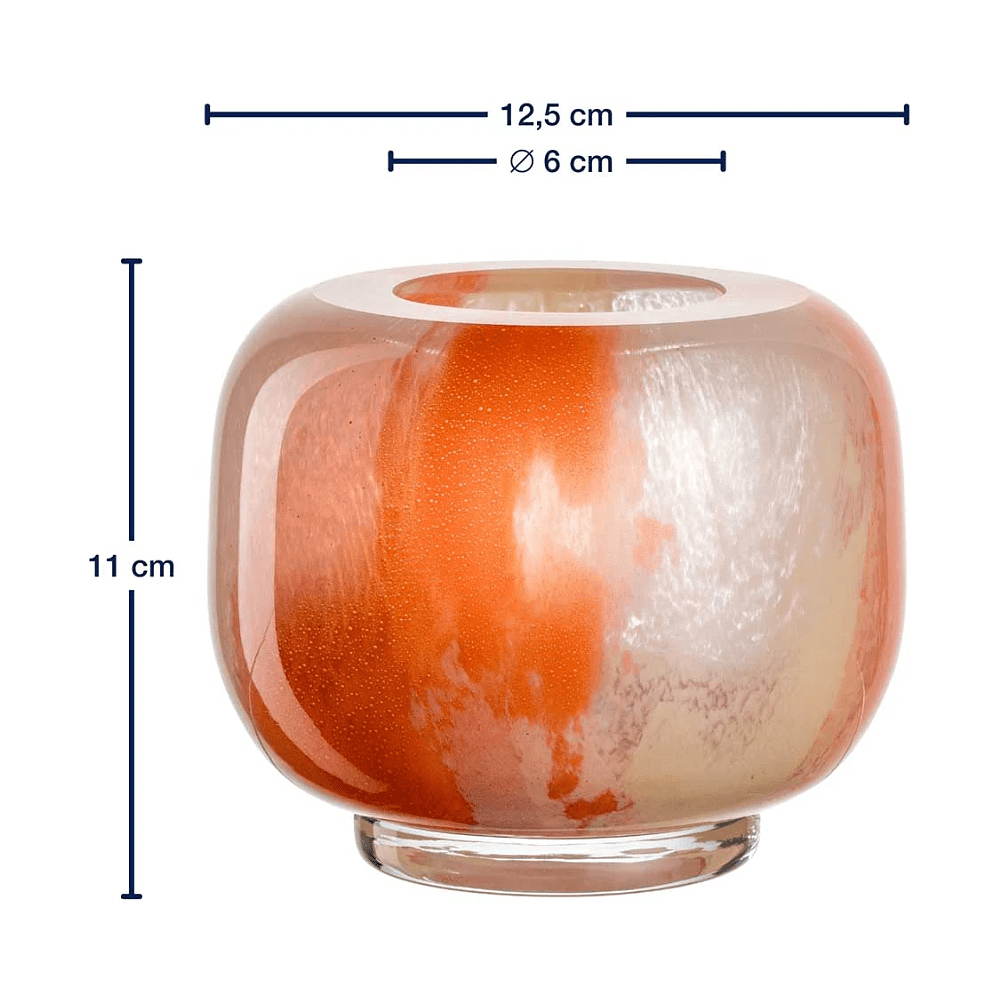 Ваза стеклянная "Cipria", 11 см, оранжевый, кремовый - 3
