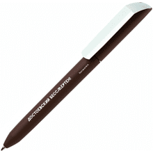 Ручка шариковая автоматическая "Flow Pure GOM CB. Достоевский бессмертен!", 1.0 мм, коричневый, белый, стерж. синий
