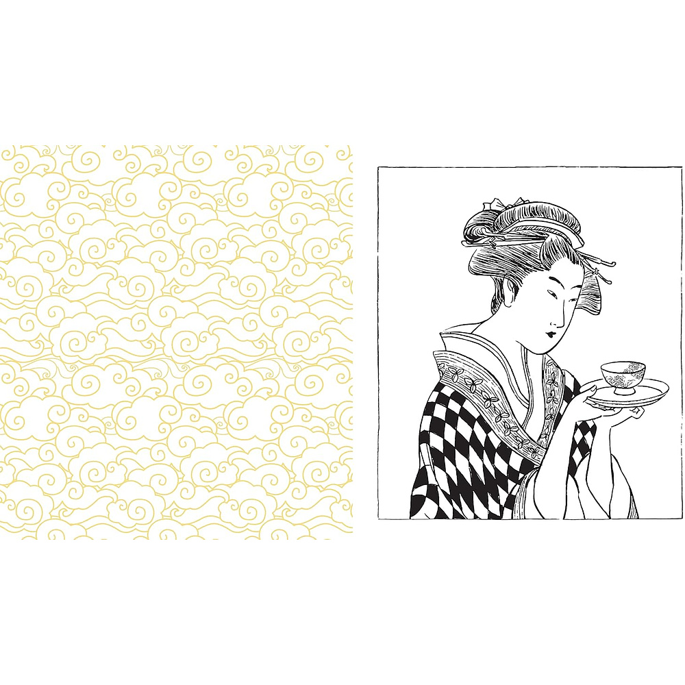Раскраска на английском языке "Japanese Folk Art Colouring" - 2