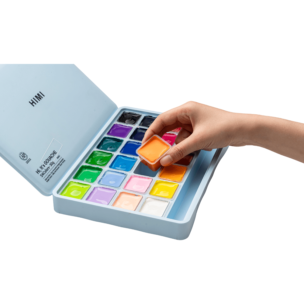 Гуашь "Himi Miya Jelly Cup", 24 цвета, 30 мл, ассорти, синий футляр - 3