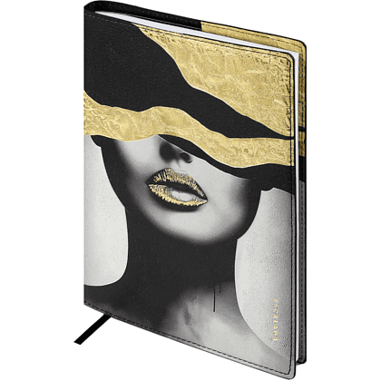 Книга записная "Красотка в золоте", А5+, 120 листов, клетка, чёрный - 2