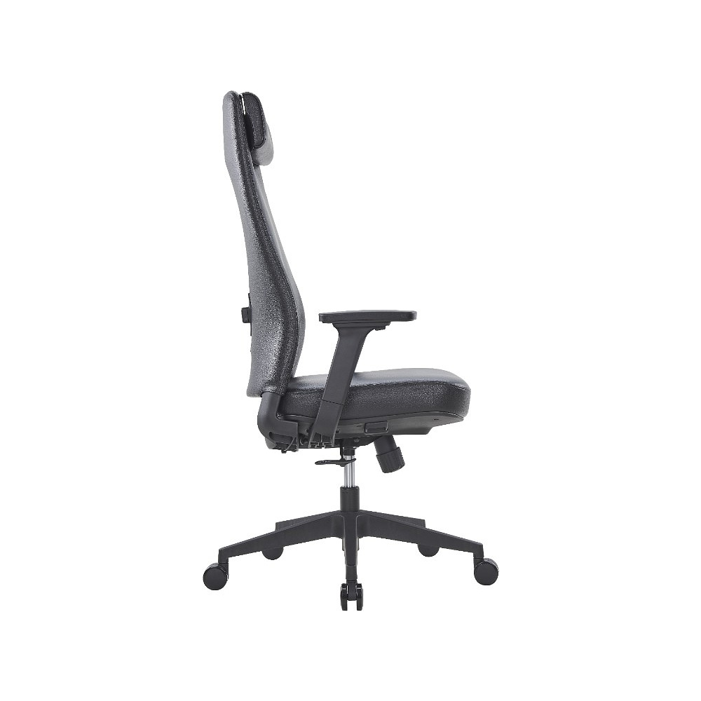 Кресло компьютерное SitZone CH-366A, натуральная кожа, алюминий, черный  - 4