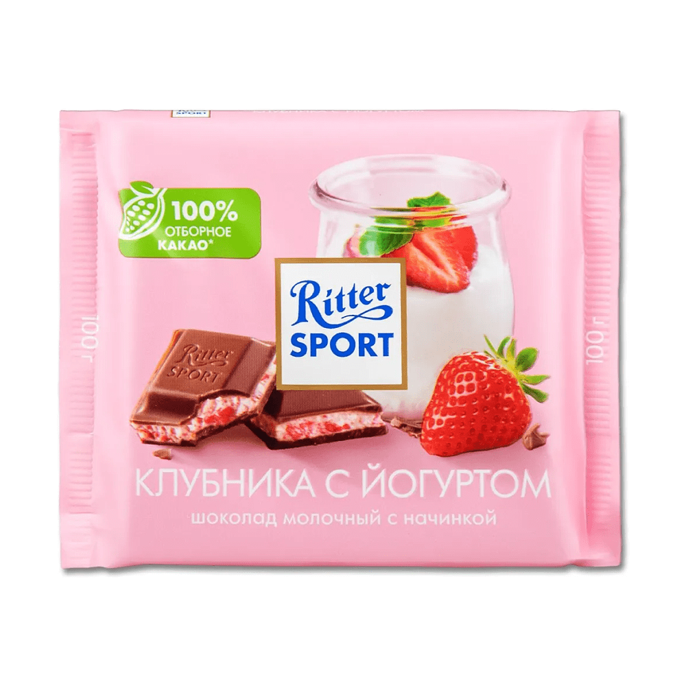 Шоколад молочный "Ritter Sport" клубника с йогуртом, 100 г