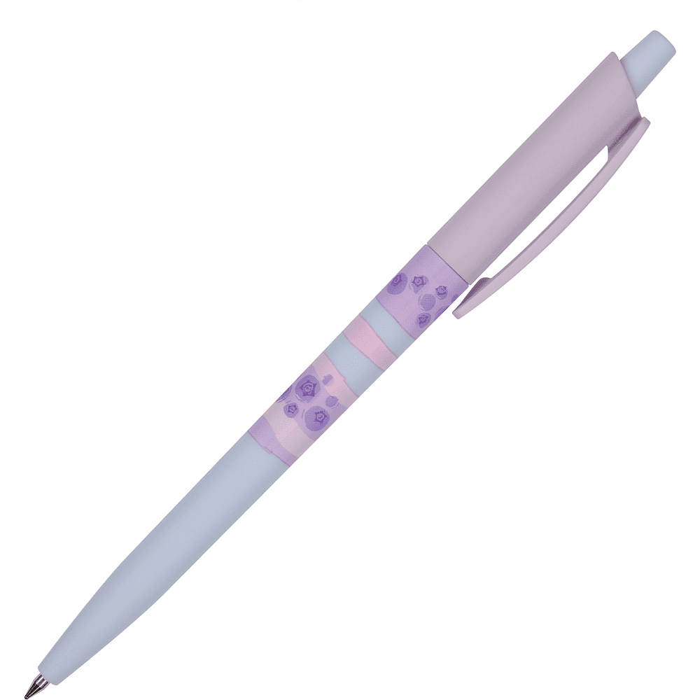 Ручка шариковая автоматическая "HappyClick. Ягодные тортики. Черника", 0.5 мм, фиолетовый, голубой, стерж. синий