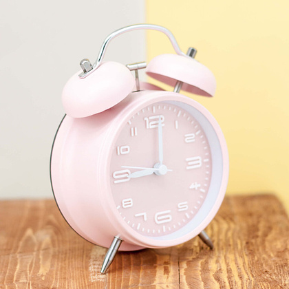 Часы-будильник настольные "Numeral white", розовый  - 3