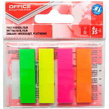 Закладки клейкие "Office products", 12x43 мм, 140 шт, ассорти неон