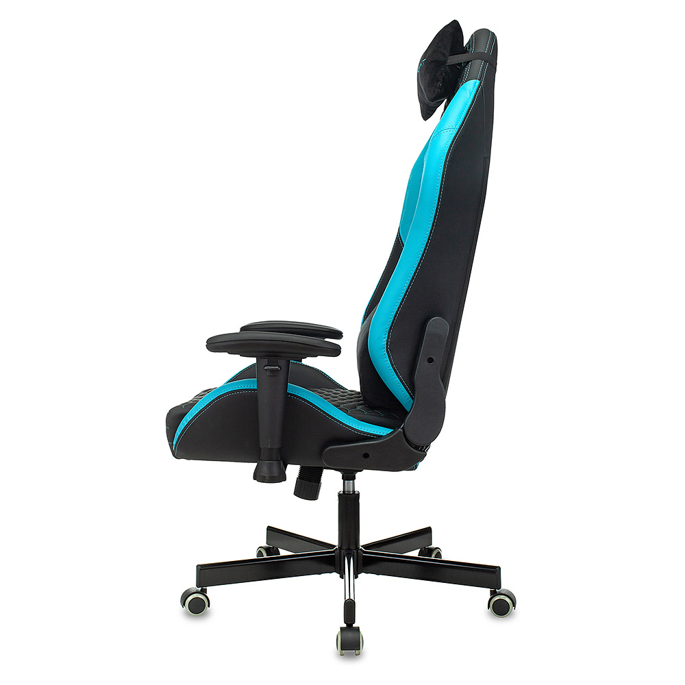 Кресло игровое "Knight Neon", экокожа, металл, черный, голубой - 5