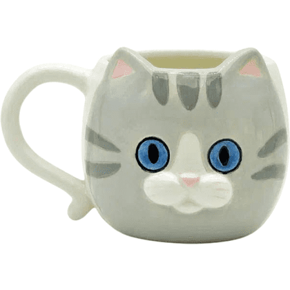 Кружка керамическая "Голубоглазый кот", 410 мл, серая
