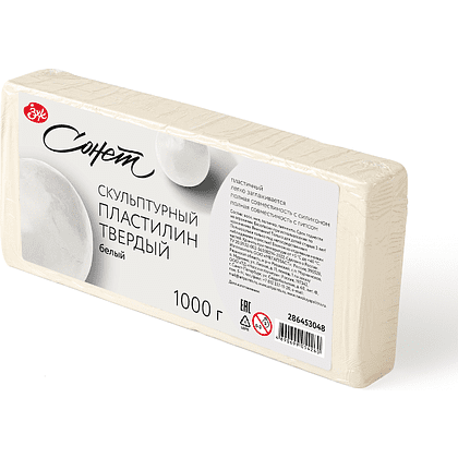 Пластилин скульптурный "Сонет", 1 кг, белый - 4