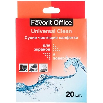 Чистящие салфетки сухие Universal Clean "Favorit Office", 20 шт/упак